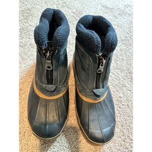 London Fog Duck Boots Waterproof Winter Snow‎ Boots Zip Up Black 8M